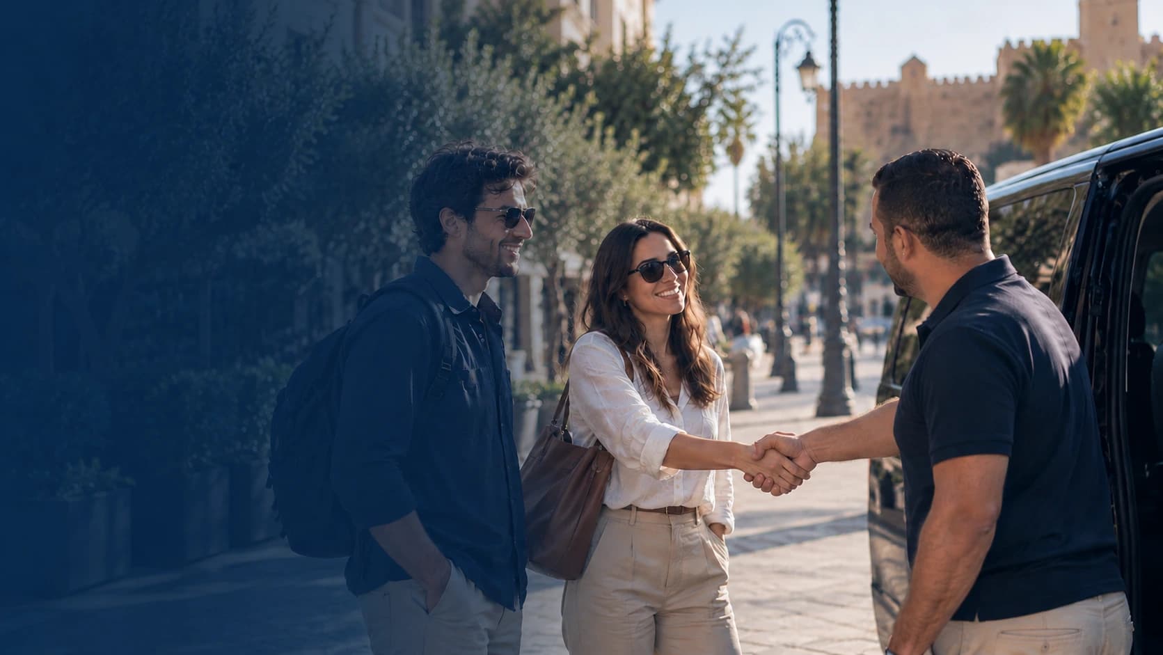Chauffeur avec un véhicule de transfert privé prêt à travers le Maroc