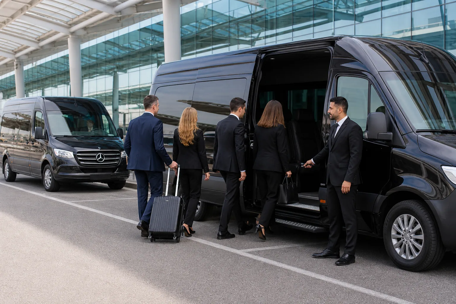 Minibus privé pour un transfert aéroport de groupe au Maroc