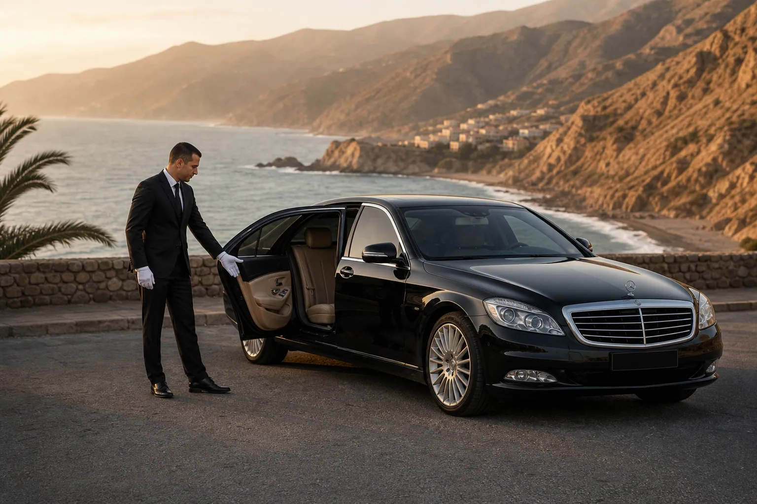 Chauffeur qui attend pendant une excursion privée au Maroc